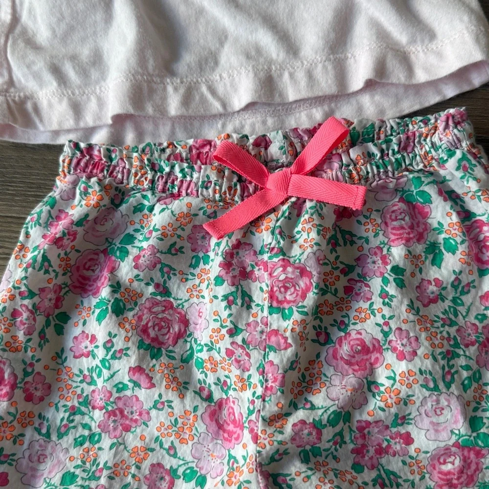 Jacadi baby girl floral bow embellished cotton shirt and pants set